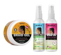 Braiding Gel Set with Braid Shampoo & Oil Spray - Smoothing Gel for Twist, Locs, Braids, Cornrows & Edge Control - Strong Hold, No Flake, Frizz Tamer, Easy-to-Use Braid Styling Care Kit