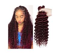 Braiding Hair 99J Burgundy Bulk Human Hair for Braiding, Deep Wave Peruvian Hair Bundles No Weft Hair Extensions Hair for Braiding(18inches)