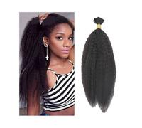 Braiding Hair Afro Kinky Straight Bulk Human Hair Braiding No Weft Crochet Braids Hair Extension 100G/Pack Pre Stretched Braiding Hair(18 Inch)