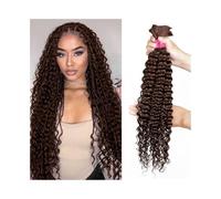 Braiding Hair, Braiding Hair Bulk Human Hair Dark Brown Deep Wave No Weft Hair Extension for Boho Braids Hair Extensions(16 18 20)