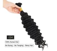 Braiding Hair Bulk Hair Deep Wave Brazilian Remy Hair Bundles for Braiding Natural Black No Weft Hair for Braiding(22 22 22 inches)