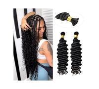 Braiding Hair Curly Bulk Hair Bundles for Braiding 2 Bundles No Weft Deep Wave Human Hair Extensions Hair for Braiding(26inches)