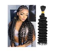 Braiding Hair, Deep Wave Braiding Hair 16-26 Inch Curly Bulk Human Hair Bundles for Boho Braids No Weft Hair Extensions(16 16 inch)