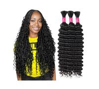Braiding Hair, Deep Wave Bulk Hair for Boho Braids,No Weft Human Hair Extensions Hair Extensions(14inch)