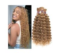 Braiding Hair Deep Wave Bulk Human Hair for Braiding 27# Blonde No Weft Brazilian Remy Hair Extensions for Boho Braids Hair for Braiding(30inches)