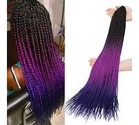 Braiding Hair Extensions 24inch Senegalese Twist Synthetic Small 2X Twist Braids Crochet Braids 30Stands/Pack (Black/Purple/Navy)