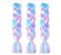 Braiding Hair Extensions,3pcs Mix Silky Colorful Braid Hair Extension, Jumbo Braids Hair Extension Synthetic Hair,Blue Purple White Pink Rainbow Colors Braiding Twist Hair for Women