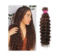 Braiding Hair, Highlight Braiding Human Hair Deep Wave Bulk Hair Bundles for Boho Braids No Weft Hair Extensions(20 22 24)