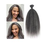 Braiding Hair Kinky Straight Grey Locks Human Hair Bulk for Braiding Remy Crochet Braids No Weft 50G 1Pcs Hair for Braiding