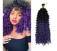 Braiding Hair Marlybob Crochet Hair Twist Braids 14inch Hairpiece Synthetic Afro Weave Hair Extensions - Black to Purple(water wave)