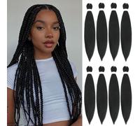Braiding Hair Pre Stretched 18 Inch 8 Packs Long Braiding Hair Extension Pre Stretched Braiding Hair Professional Synthetic Hair For Braiding Hot Water Setting Soft Yaki Texture(18", 1B-8P)