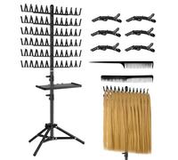 Braiding Hair Rack 38.8 Cm Hair Extension Holder ABS Height Adjustable Braiding Hair Rack Portable Braid Hair Rack Length76.1-129.5 Cm For Hair Salon Home Traveling