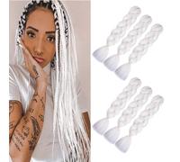 Braiding Hair White 6Pcs braids extensions Synthetic Afro Braiding Hair Extensions 24 Inch for Women Crochet Jumbo Braid Hair(#60 white)