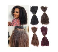 Braids hairstyle Afro Curly Bulk Human Hair 14-24 Inch 50g, Natural Black Kinky Extensions Extensions(#1b,22inches)
