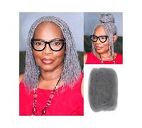 Braids hairstyle Afro Kinky Bulk Human Hair Braiding for Dreadlocks, Loc Repair, Twists - 50G/Pack Grey Extensions(18inches)