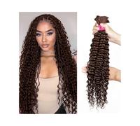 Braids hairstyle Braiding Hair Bulk Human Dark Brown Deep Wave No Weft Extension for Boho Braids Extensions(16 18 20)