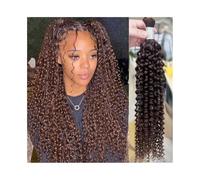 Braids hairstyle Brown Human Hair Bulk for Braiding Remy Jerry Curly Boho Braids Extension Extensions(1 Bundle 22 inch)