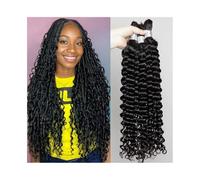 Braids hairstyle Human Hair Bulk for Braiding 100g/Pack Deep Wave Indian Remy Boho Braids Extension Extensions(22 inch)