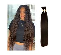 Braids hairstyle Straight Human Braiding Hair #2 Dark Brown Bulk Remy Extensions 16''-26'' No Weft Extensions(24 24 inches)