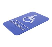 Braille Accessible Wheelchair Bathroom Sign Self Adhesive Blue Plastic
