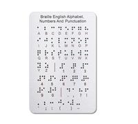 Braille Alphabet Board, Aluminum Letter Fingerboard Portable Carved Dots Numbers Board Braille Gifts Alphabet Chart Visually Impaired Products for Blind People Beginners Teaching Aid (Sliver)