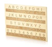 Braille Alphabet Board Wooden Braille Fingerboard, Engraving Braille Alphabet Number Board Montessori Educational Tactile Braille Tools Escape Room Game Teaching Suitable for The Visually Impaired
