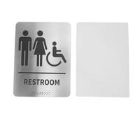 Braille Handicap Bathroom Door Sign Stainless Steel Raised Icons Restroom Sign for Inclusive Culture