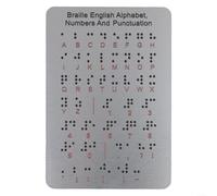 Braille learning board with raised dots for beginners, includes letters, numbers and punctuation for tactile learning, made from sturdy aluminum material