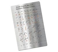 Braille Learning Board with Raised Dots Numbers Letters Educational Aid for Blind Child & Adult 12x18.4cm Aluminum Braille Teaching Tool