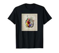 Brain Anatomy with Flowers Bird Butterflies T-Shirt