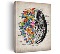 Brain Art Butterfly Anatomy Canvas Wall Art Human Brain Canvas Print Medical Painting Wall Decor Framed Psychology Gift 12x15 Inch