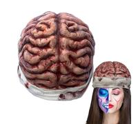 Brain Beanie 3D Horror Skull Cape, Costume Accessory | Funny Creepy Hat for Adults, Halloween Cosplay Prop, Comedy Performance Cap on the Scene