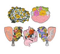 Brain Brooch 5Pcs Alloy Enamel Pins for Hats Cardigans | Assorted Colour Set, Workwear Styling and Themed Events, Stylish Anatomical Flair for Doctors and Healthcare Students