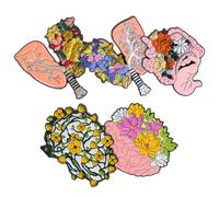 Brain Brooch Set, Alloy Enamel Lapel Pins 5pcs for Shirts | Assorted Colours, Mix and Set, School Campus Wear, Everyday Outfits for Doctors and Healthcare Students