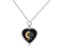 Brain Cancer Sunflower Heart Silver Pet Urn Necklace Memorials Funerary Ashes Classic Pendant for Dog Cat Lover