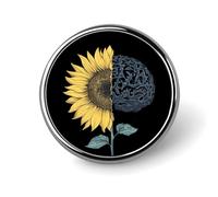 Brain Cancer Sunflower Round Badge Pin Memorial Jewelry Gifts Metal Brooch Button for Clothing Accessory