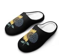 Brain Cancer Sunflower Women‘s Cotton Slipper Comfortable Cozy Plush Slippers Anti-Skid Indoor House Closed Toe Shoes