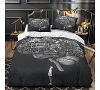 Brain Collage Art Comforter Cover 3D Print Wrinkle-Resistant 3PCs Bed Linen Hidden Zipper graffiti Urban Quilt Cover Extra Soft Washable for Teens Youth Adults Women Kids Boys Double（200x200cm）