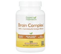 Brain Complex with L-Carnitine, Ginkgo Biloba, Phosphatidylserine, and Choline, 120 Veggie Capsules, Super Nutrition