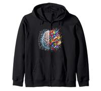 Brain Concept Left and Right Thinking Creativity Logic Zip Hoodie