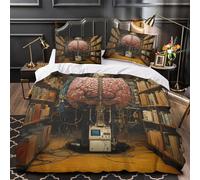 Brain Experiment Comforter Cover 3D Design Printed Premium 3 Pcs Bedding Set Zipper sci-fi Lab Setup Duvet Cover Super Soft Breathable for Kids Girls Boys Adults Women Teens Super king（260x220cm）