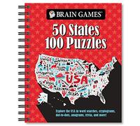 Brain Games - 50 States 100 Puzzles: Explore the USA in Word Searches, Cryptograms, Dot-To-Dots, Anagrams, Trivia, and More!