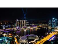 Brain games for adults puzzle 200 pieces city coast sea building road singapore bridge metropolis spotlight marina bay sands 35x25CM