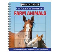 Brain Games - Sticker by Number: Farm Animals (Easy - Square Stickers): Create Beautiful Art with Easy to Use Sticker Fun!