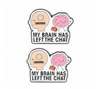 Brain Has Left the Chat Pin Set of 2 - Cute Funny Alloy Enamel Pins, Cartoon Loading Mind Badge, Ideal Gift for Work, School, or Everyday Wear