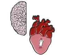 Brain Heart Enamel Pins Cute Pins Brooches Set for Jacket Hats Fit Men Women Boys and Girls 2 Pieces (Color C)