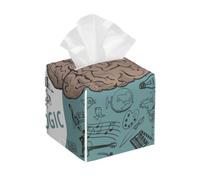 Brain Image with Left and Right Side Music Logic Artwork Side Science Print PVC Cube Tissue Pack for Home Office Bathroom Use