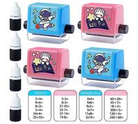 Brain Improvement Device for Kids,Roller Digital Teaching Stamp, Math Roller Stamp for Addition Subtraction Multiplication Division,Smart Math Roller Stamps for Kids (4Pcs)