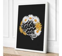 Brain in Bloom Modern Canvas Wall Art Print 36x24 Inch (91 x 61 cm)