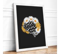 Brain in Bloom Modern Framed Wall Art Print A3 (42×29.7cm) White, Wall Decor for Living Room, Bedroom, Office & Home, Ready to Hang, Art Gift